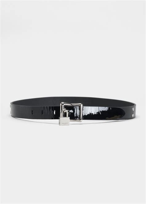 Saint Laurent YSL Padlock Patent Leather Belt.